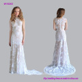 Sleeveless Floral Lace with Chapel Length Train Wedding Dress